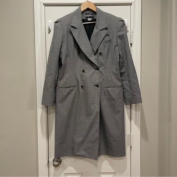 Vtg Angelica Midi Blazer Size 12 Black White Double Breasted USA Old - Picture 1 of 10